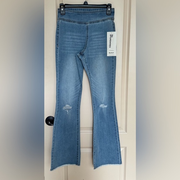 No Boundaries Denim - No Boundaries Blue Boot Cut Jeans with Distressed Details